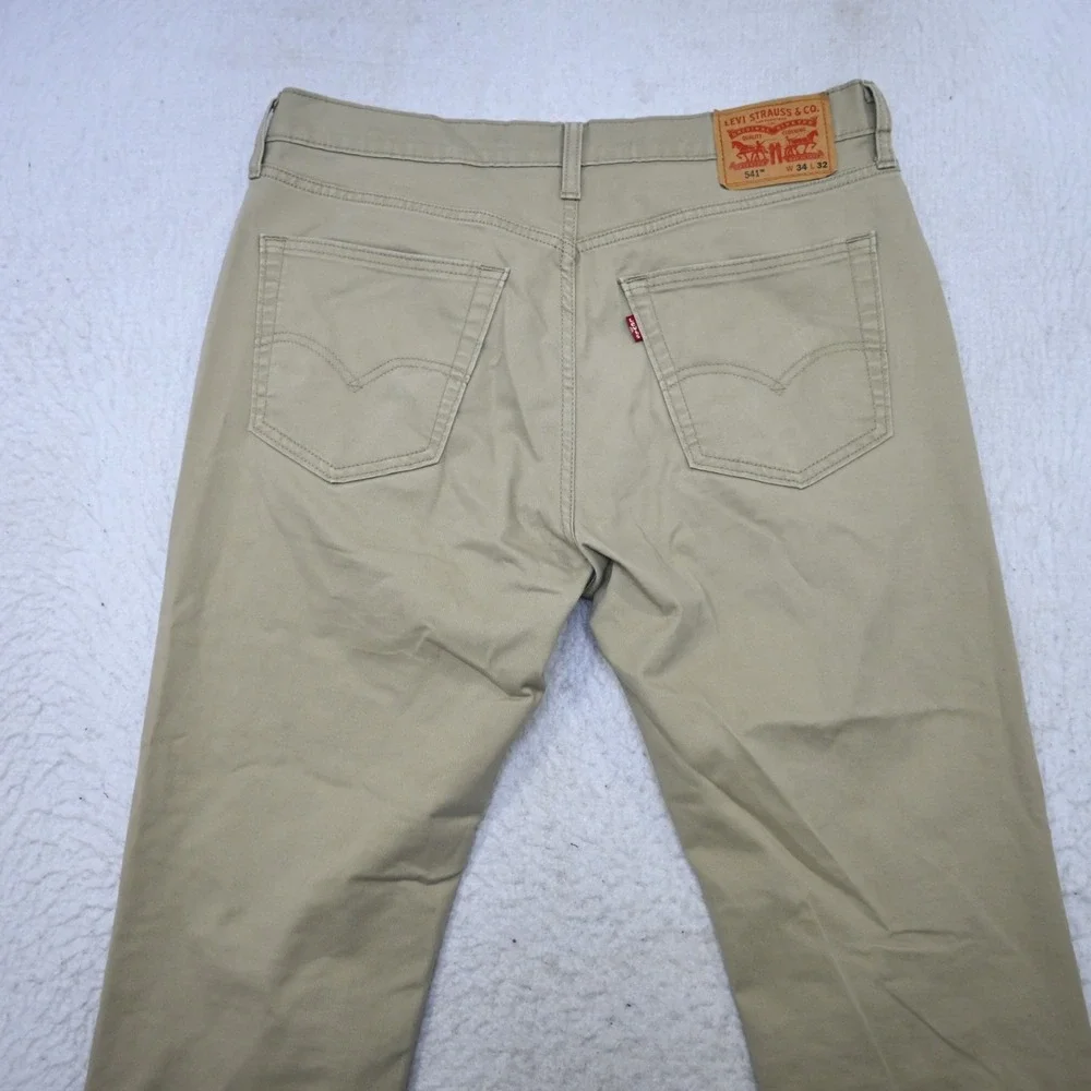 Levi's 541 Atlletic Fit Taper Stretch‎ 5-Pocket Pants Beige Mens Size 34 x 30***